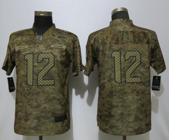 Women Seattle Seahawks #12 Fan Nike Camo Salute to Service Limited NFL Jerseys